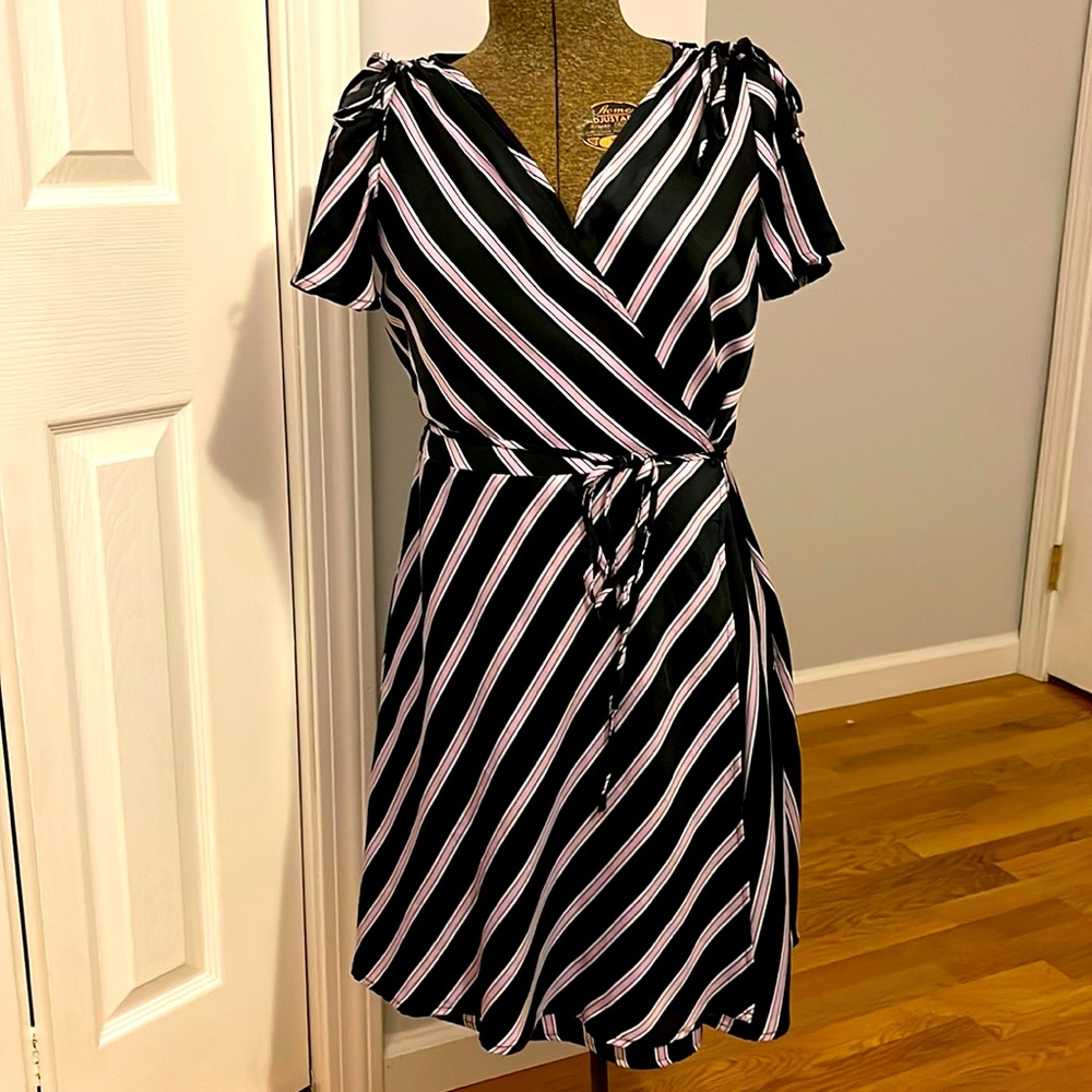 A New Day striped wrap around dress Size XS. Gently worn.
